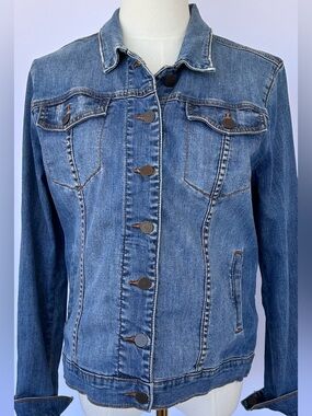 Kut from the Kloth Women’s Candace Boyfriend Jean Jacket Full Button Size Medium
